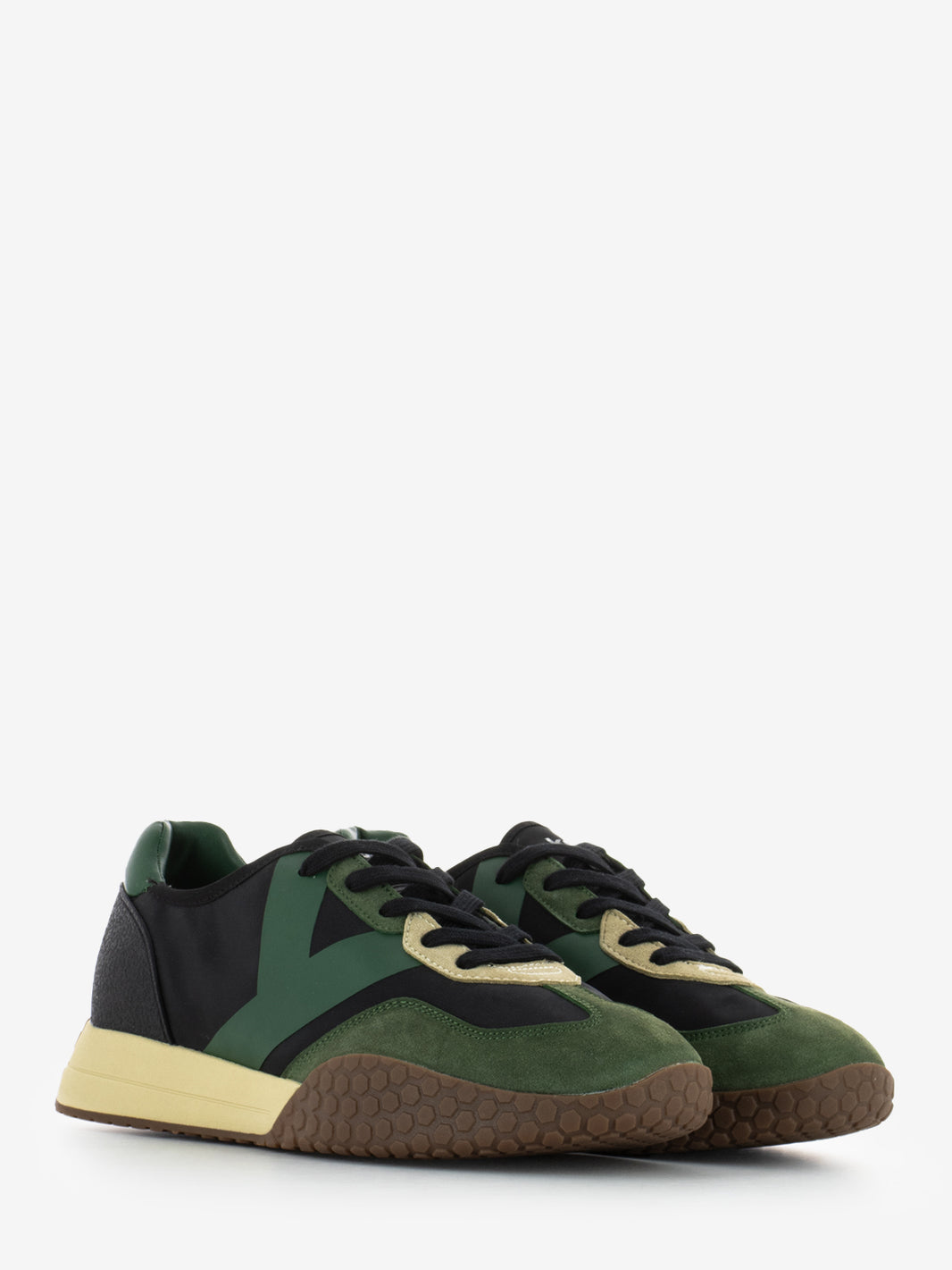 Sneakers in nylon e suede black / military