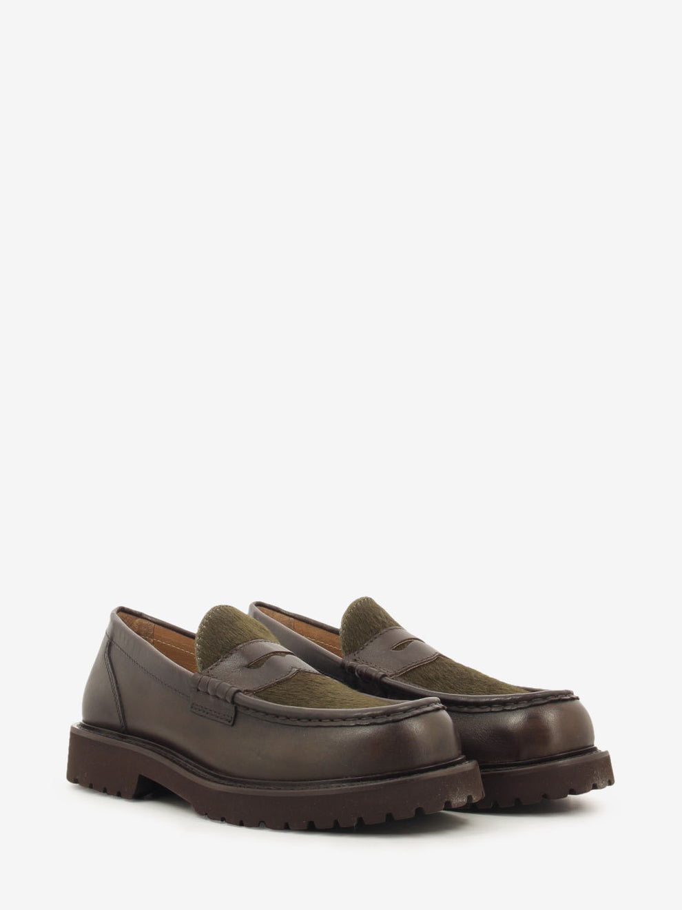 Mocassino in pelle cavallino marrone