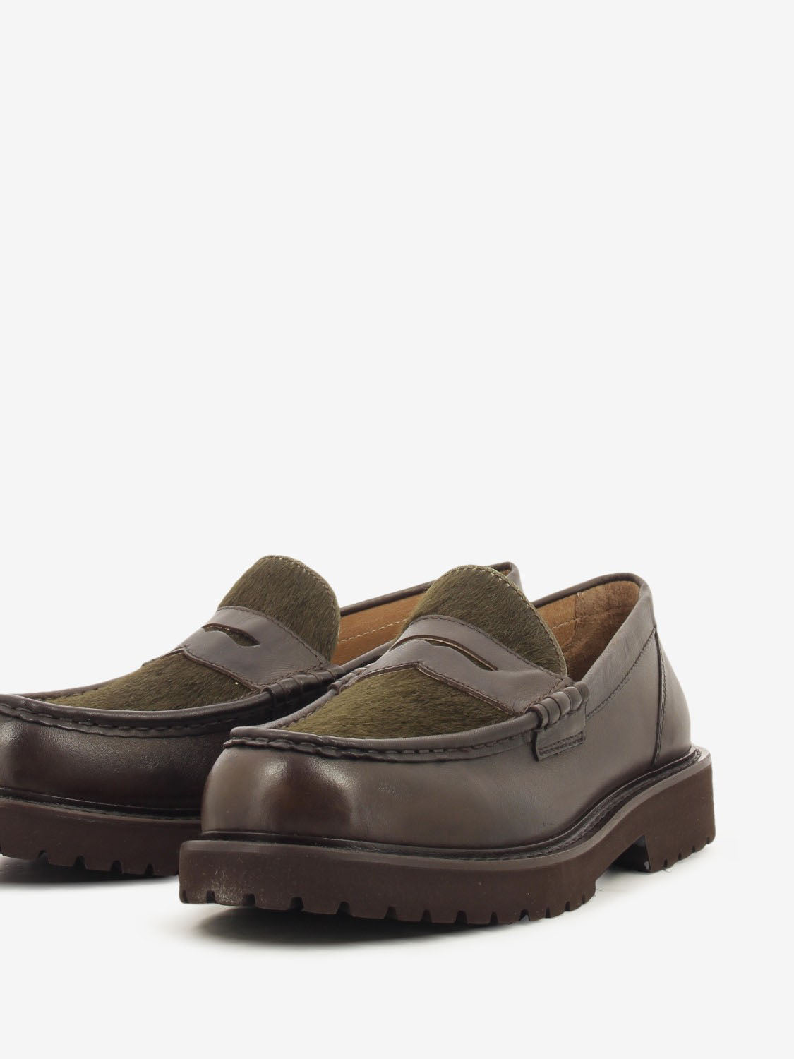 Mocassino in pelle cavallino marrone