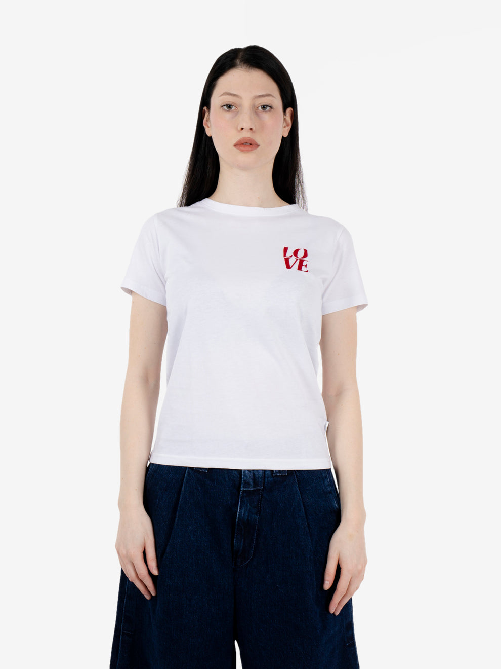 T-shirt Love slim con ricamo white