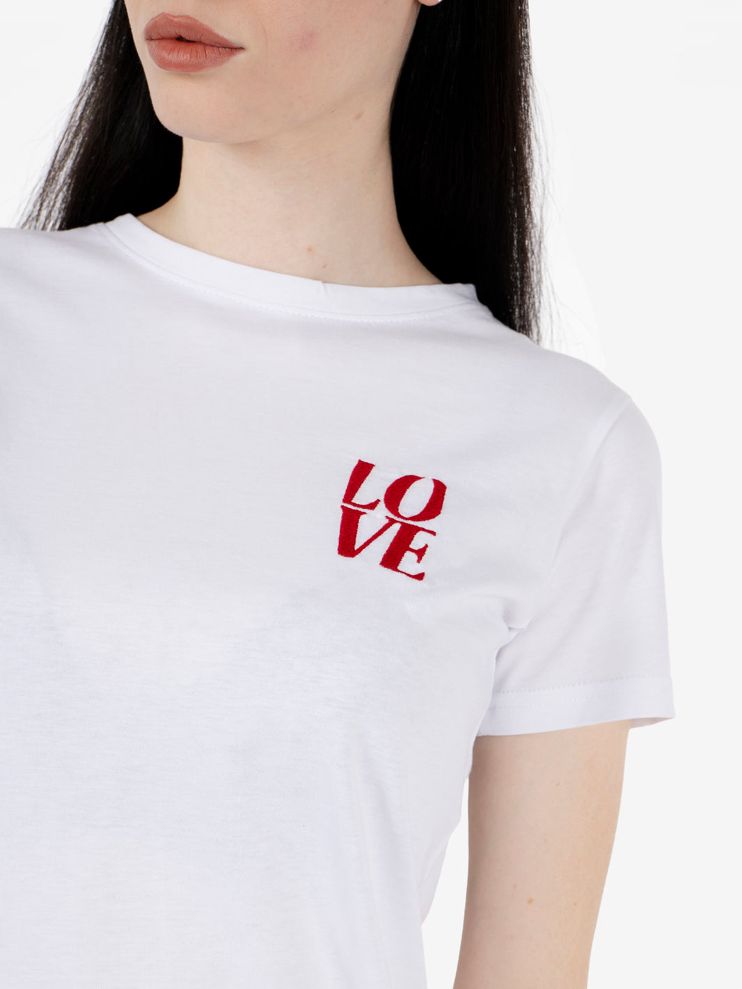Love slim-fit T-shirt with embroidery white