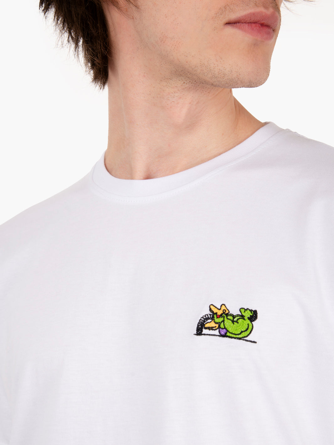 T-shirt S547 embroidery Hulk bianco