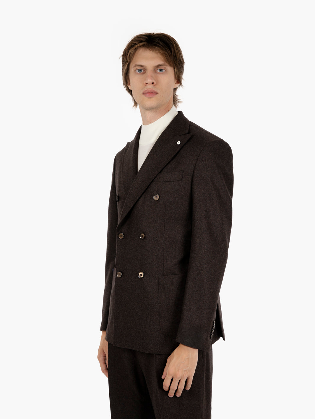 Brown wool double-breasted suit