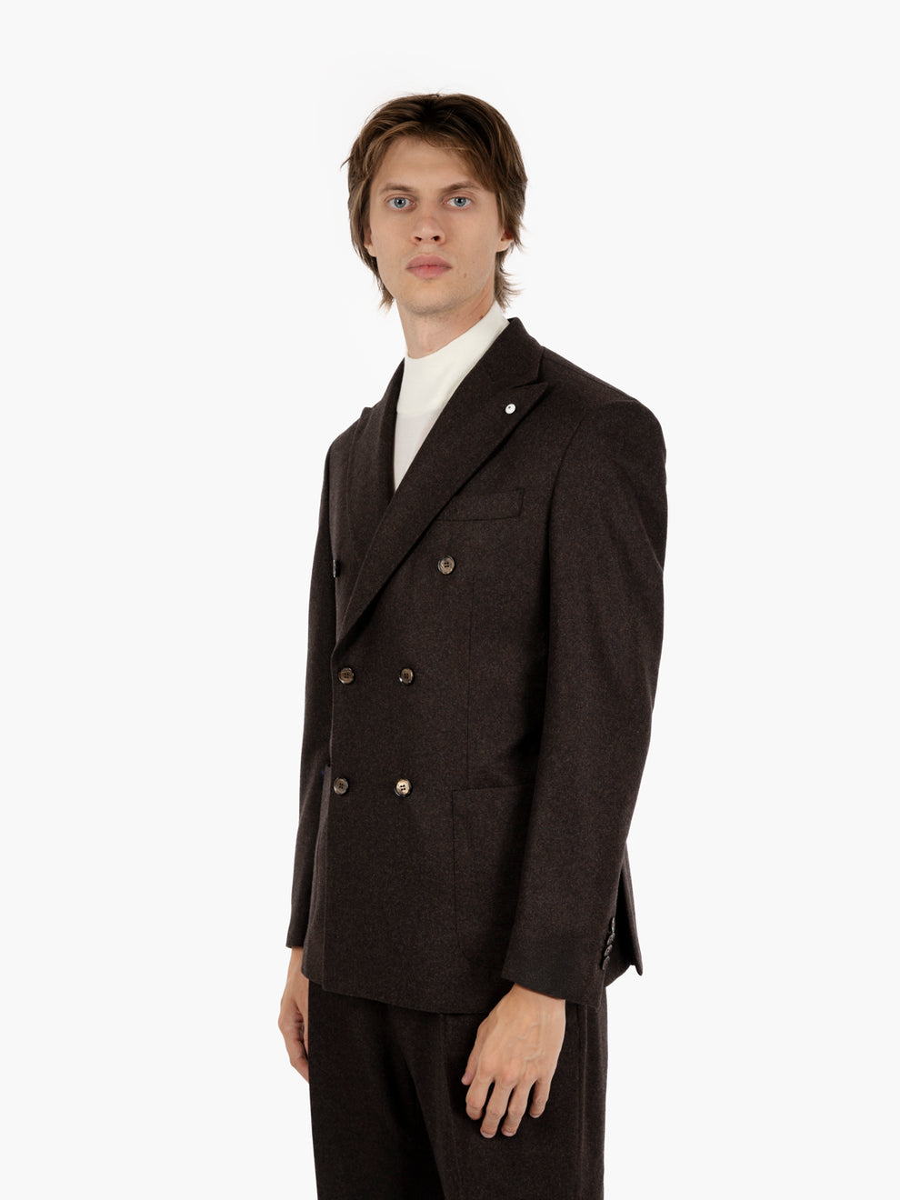 Brown wool double-breasted suit