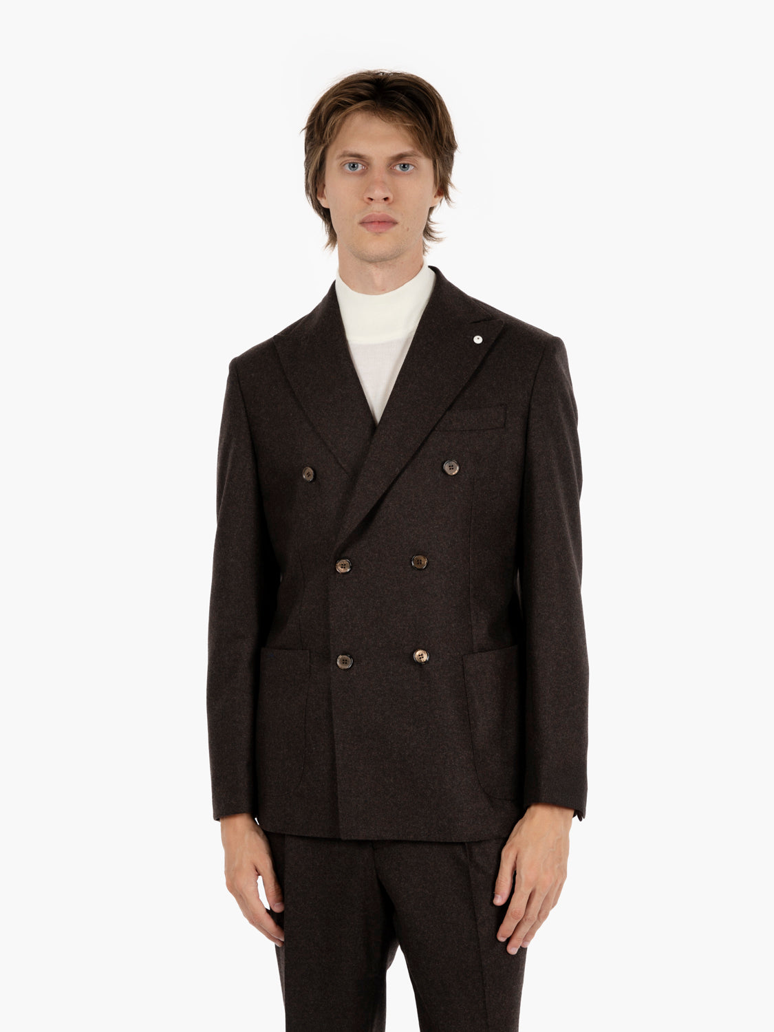 Brown wool double-breasted suit