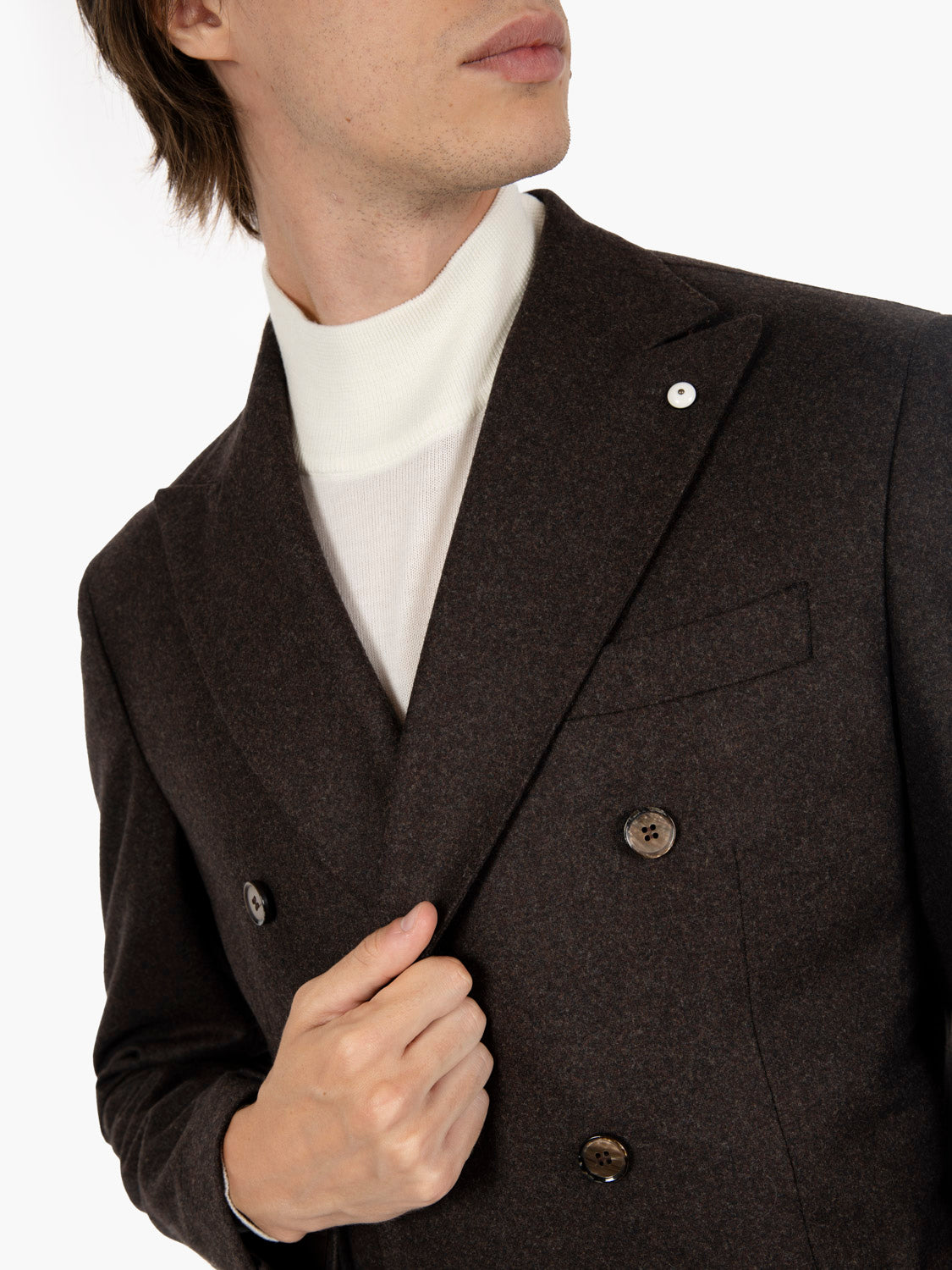 Brown wool double-breasted suit