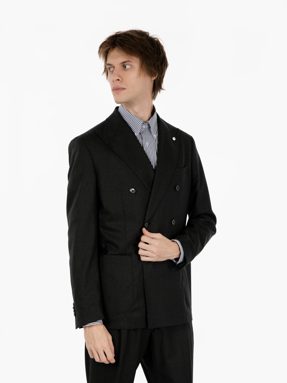 Dark green double-breasted suit