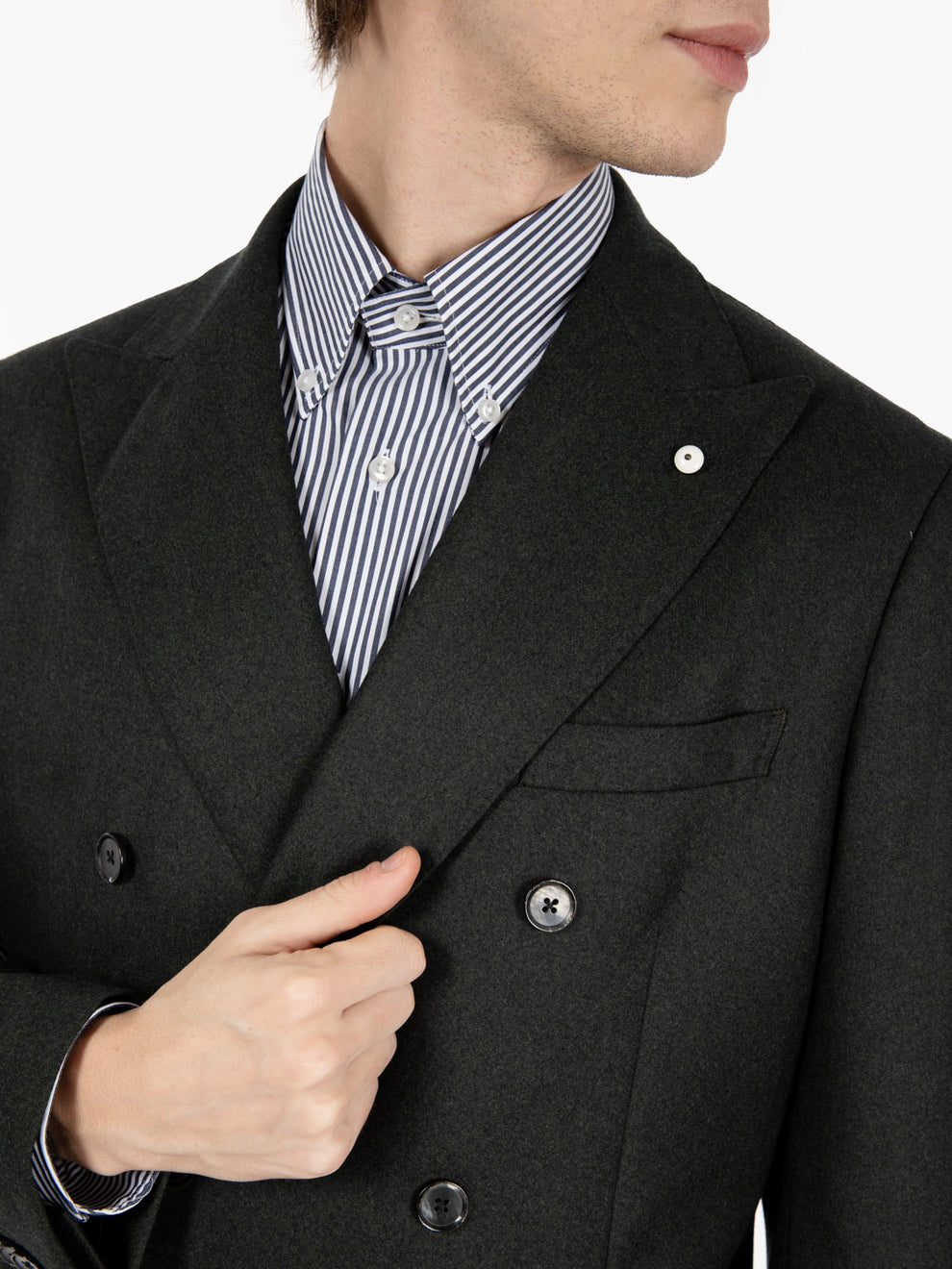 Dark green double-breasted suit