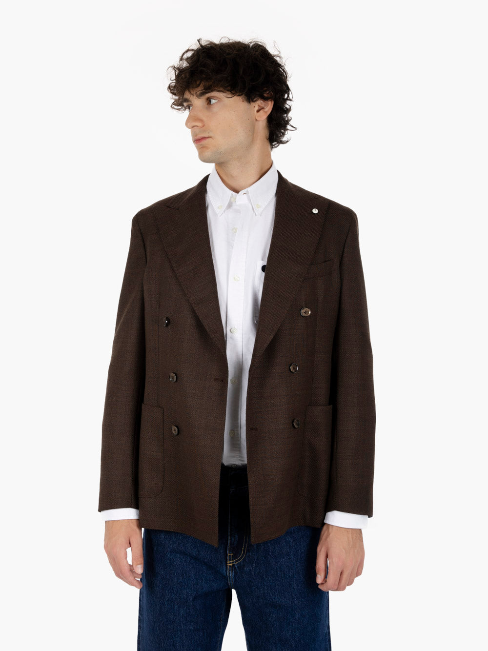 Brick double-breasted blazer
