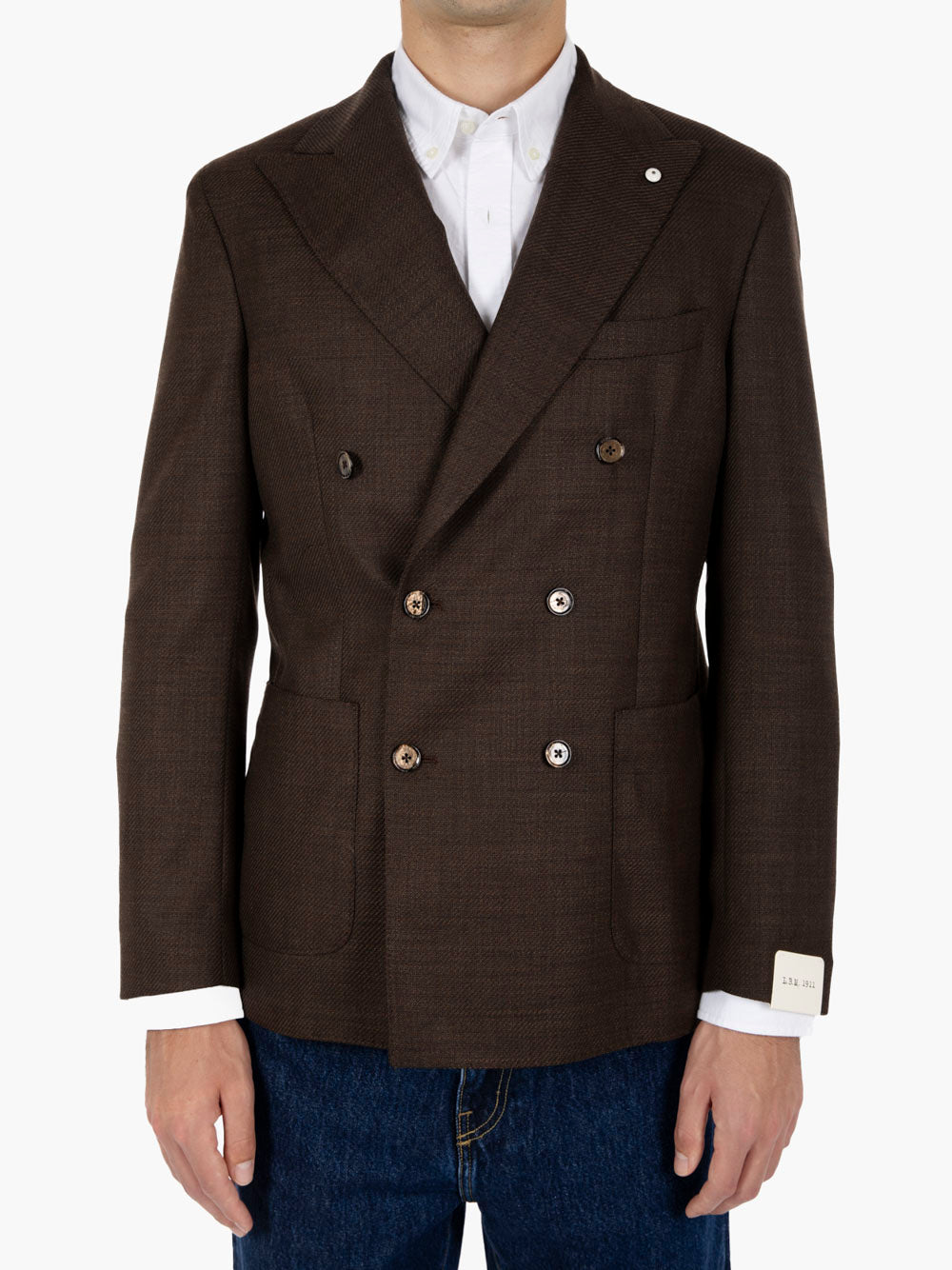 Brick double-breasted blazer