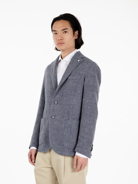 Blazer monopetto in jersey blue
