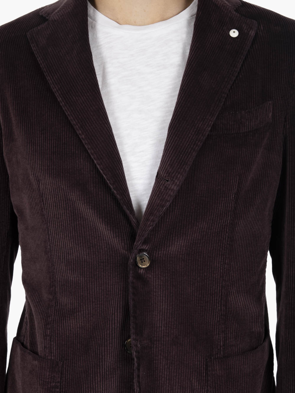 Plum Corduroy Single-Breasted Blazer