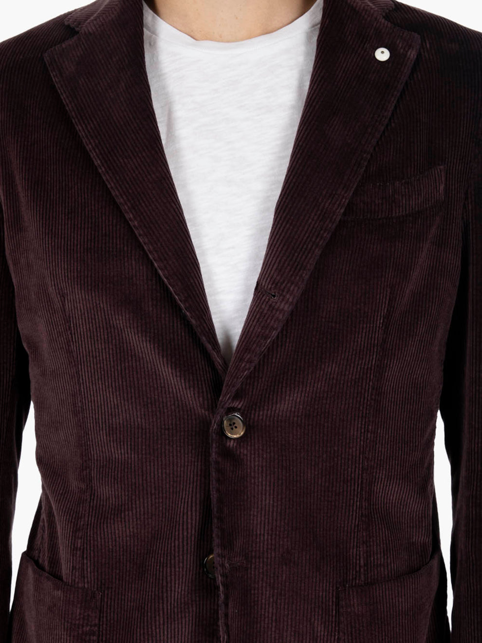 Plum Corduroy Single-Breasted Blazer