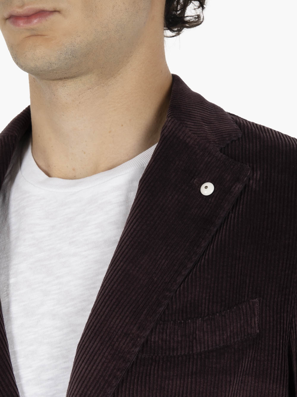 Plum Corduroy Single-Breasted Blazer