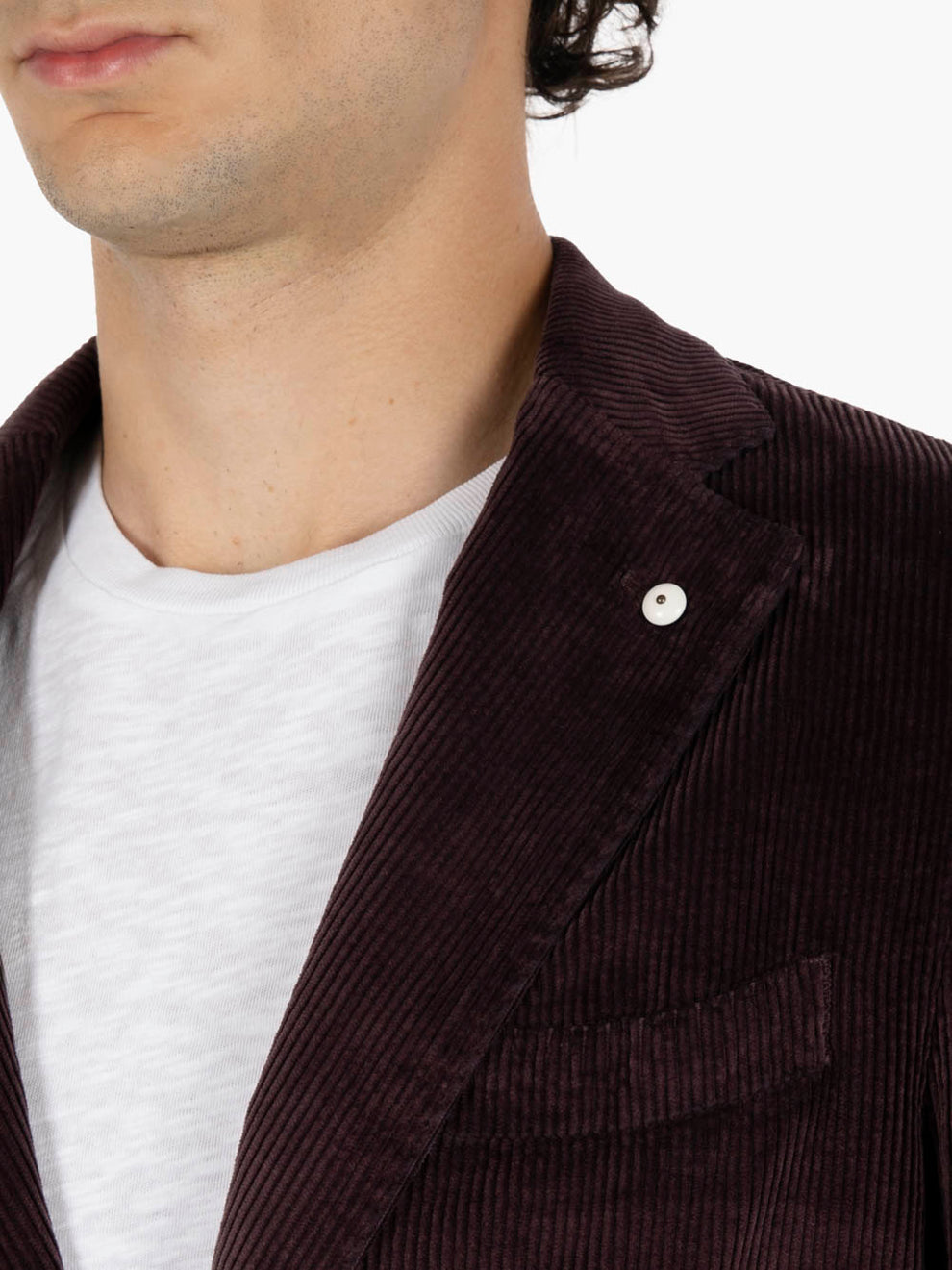 Plum Corduroy Single-Breasted Blazer