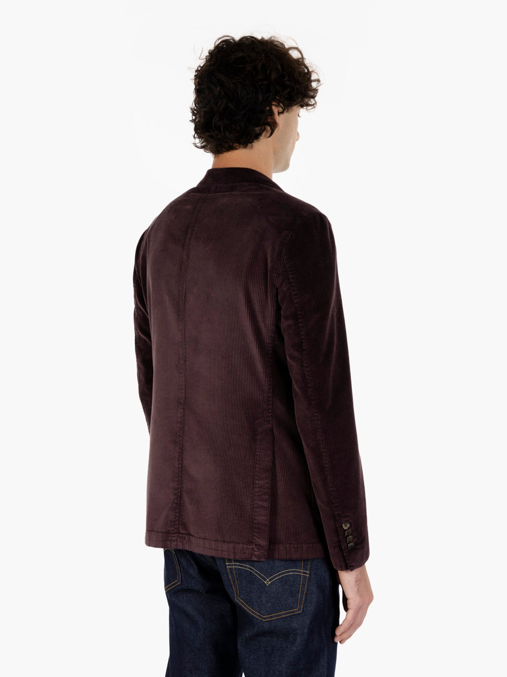 Plum Corduroy Single-Breasted Blazer