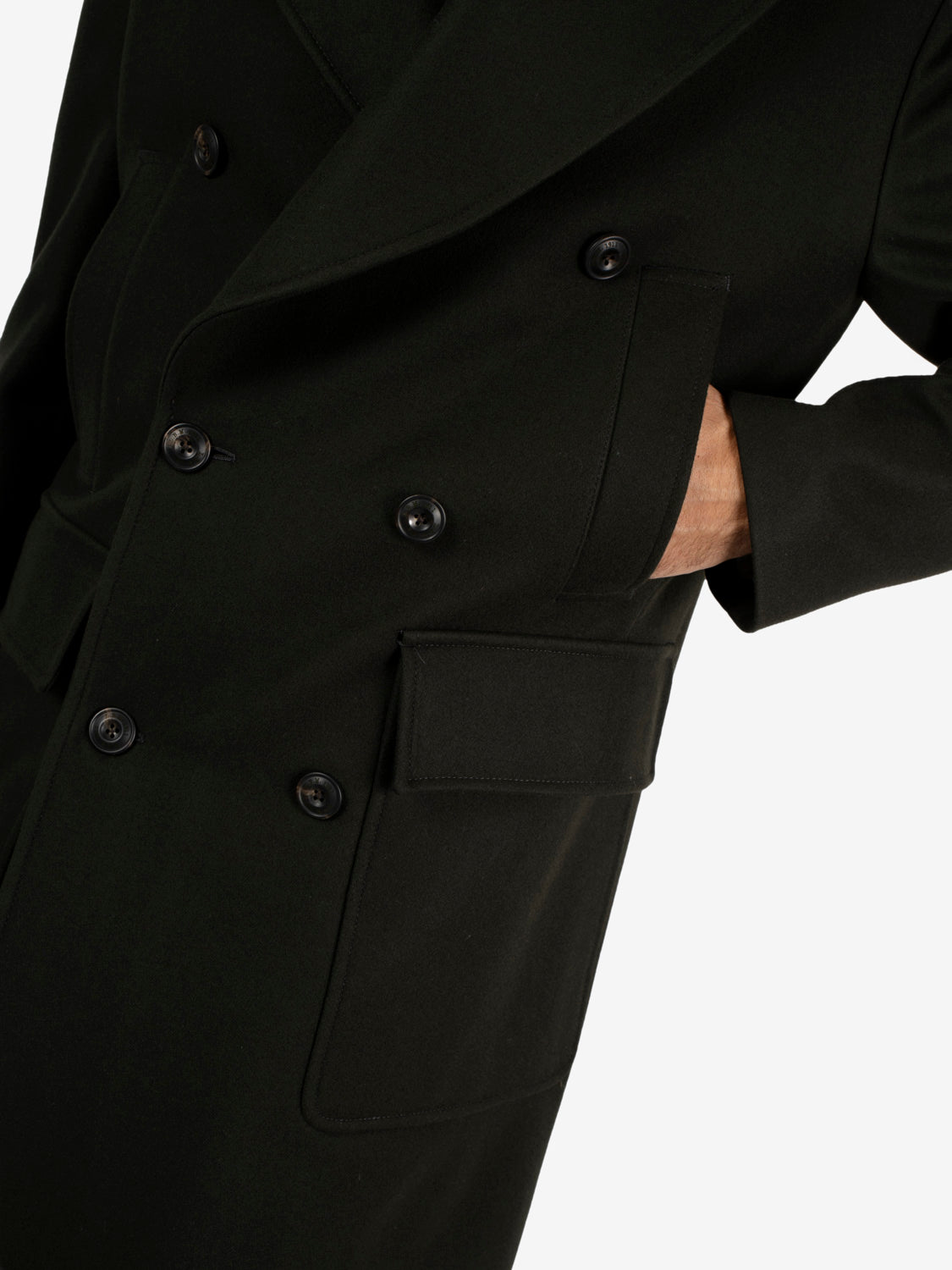 Green double-breasted coat