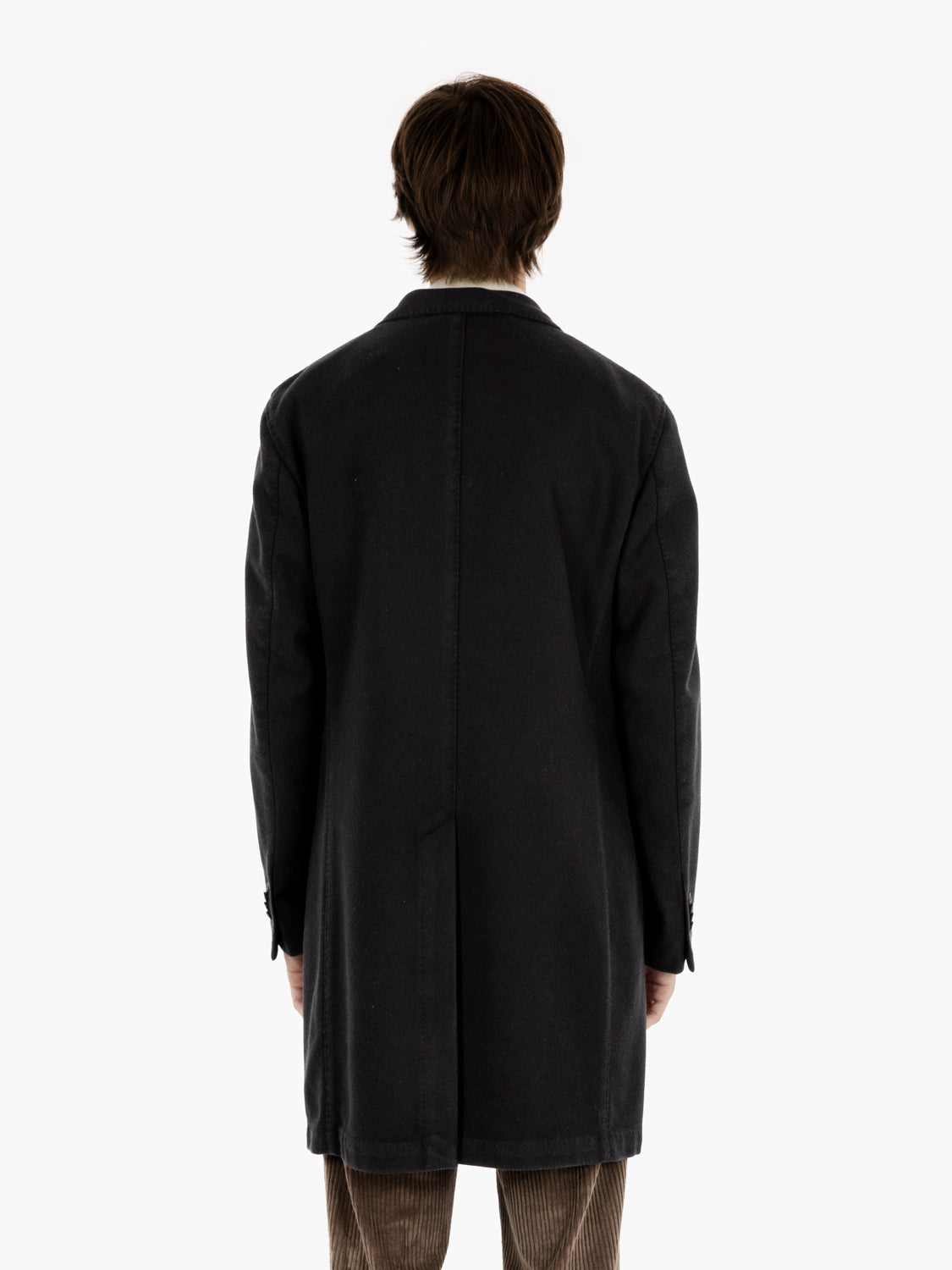 Charcoal single-breasted wool blend coat
