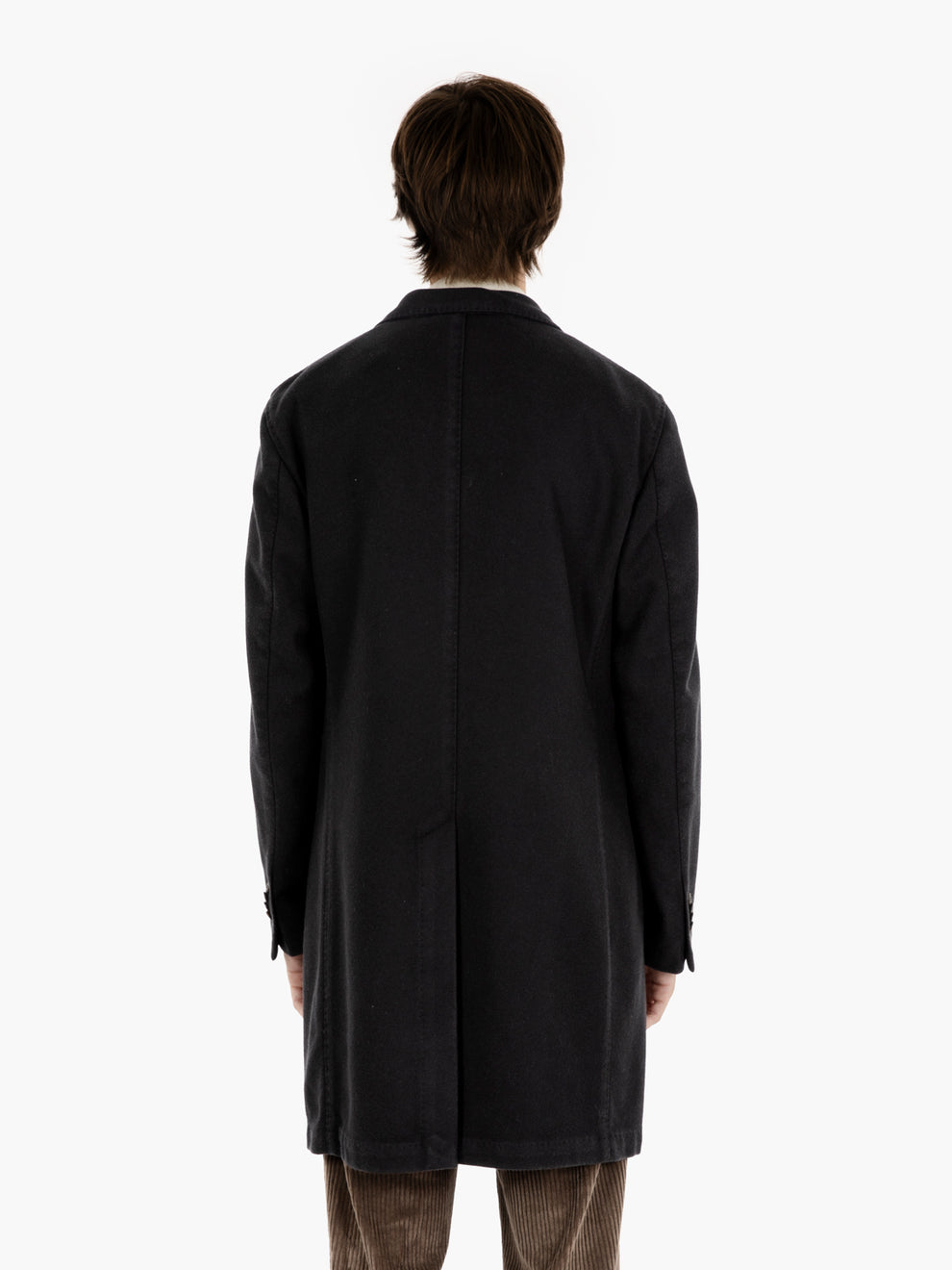 Charcoal single-breasted wool blend coat