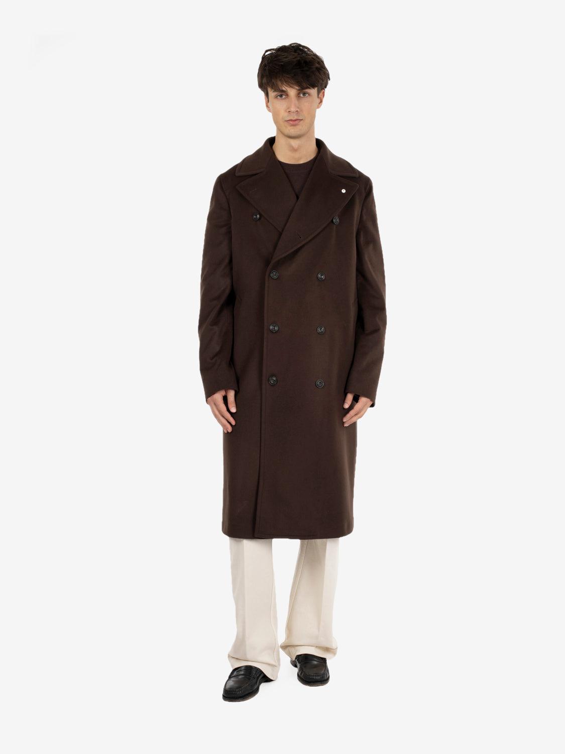 Cappotto lungo doppiopetto marrone