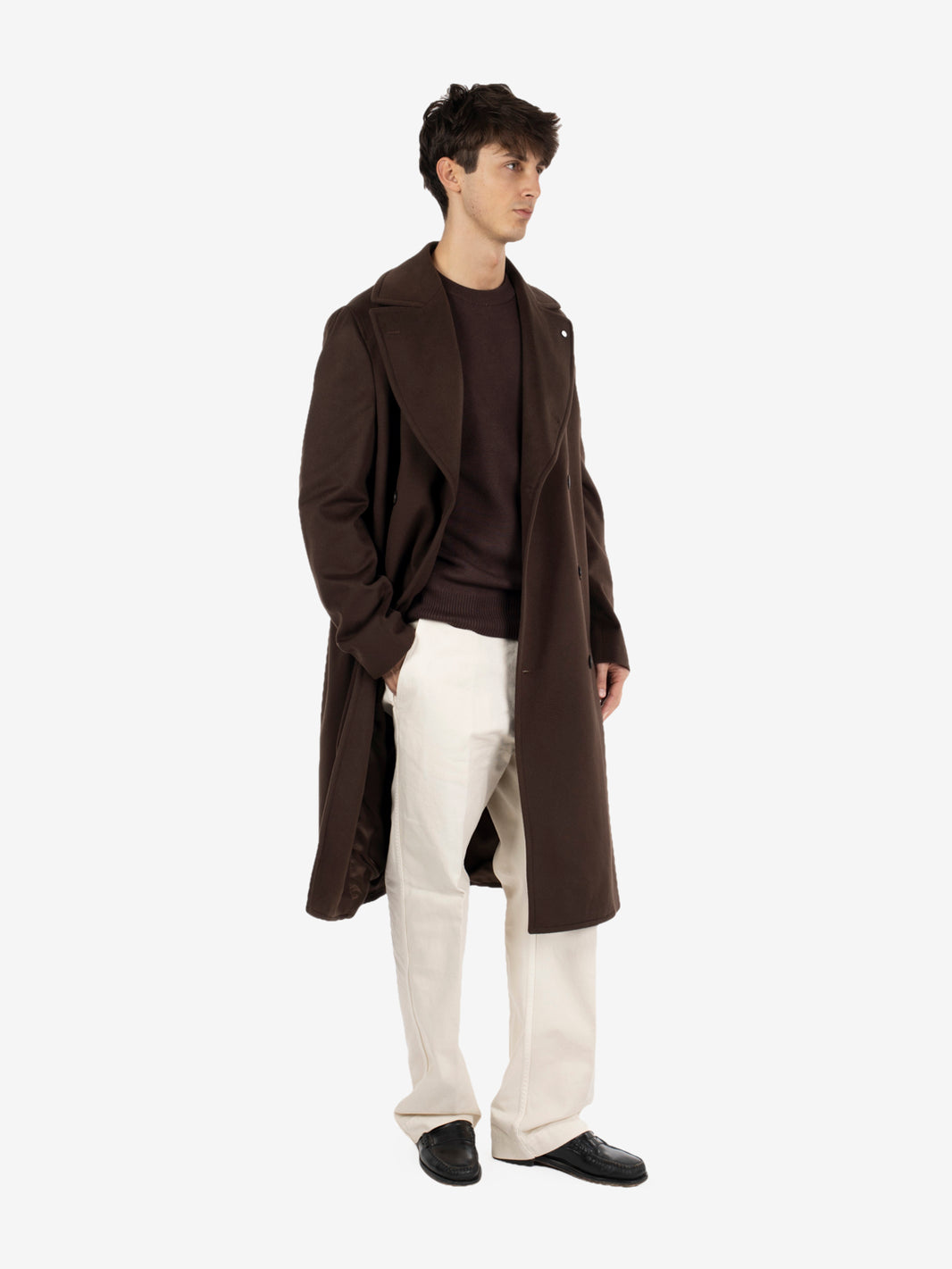 Cappotto lungo doppiopetto marrone