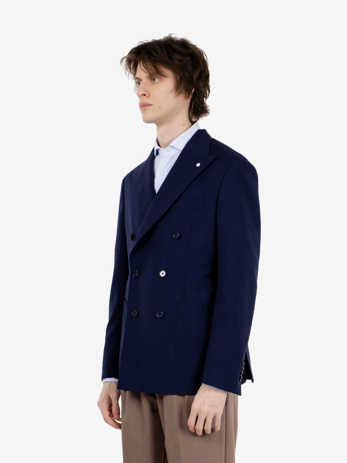 Giacca sfoderata doppiopetto blu