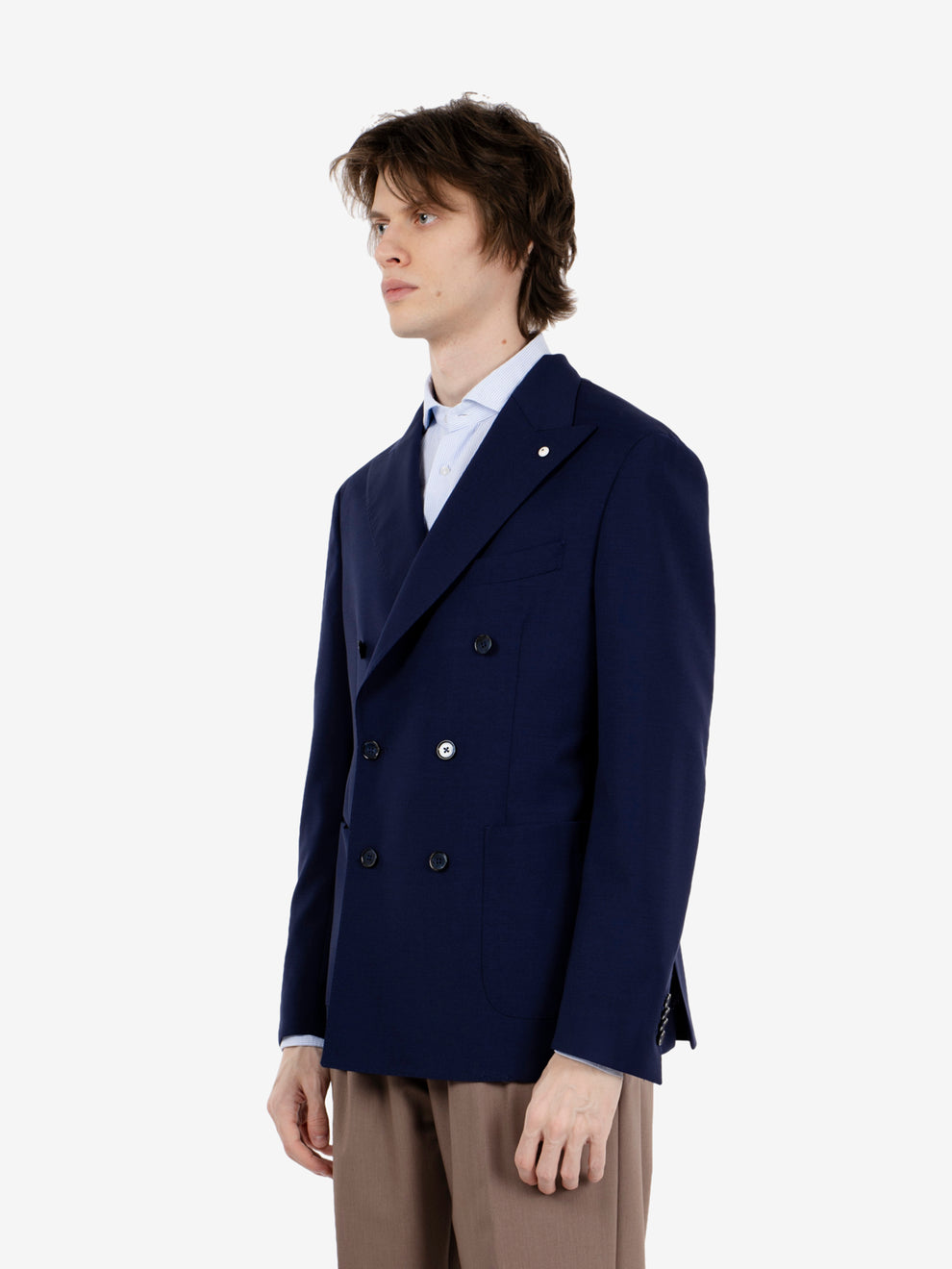 Giacca sfoderata doppiopetto blu