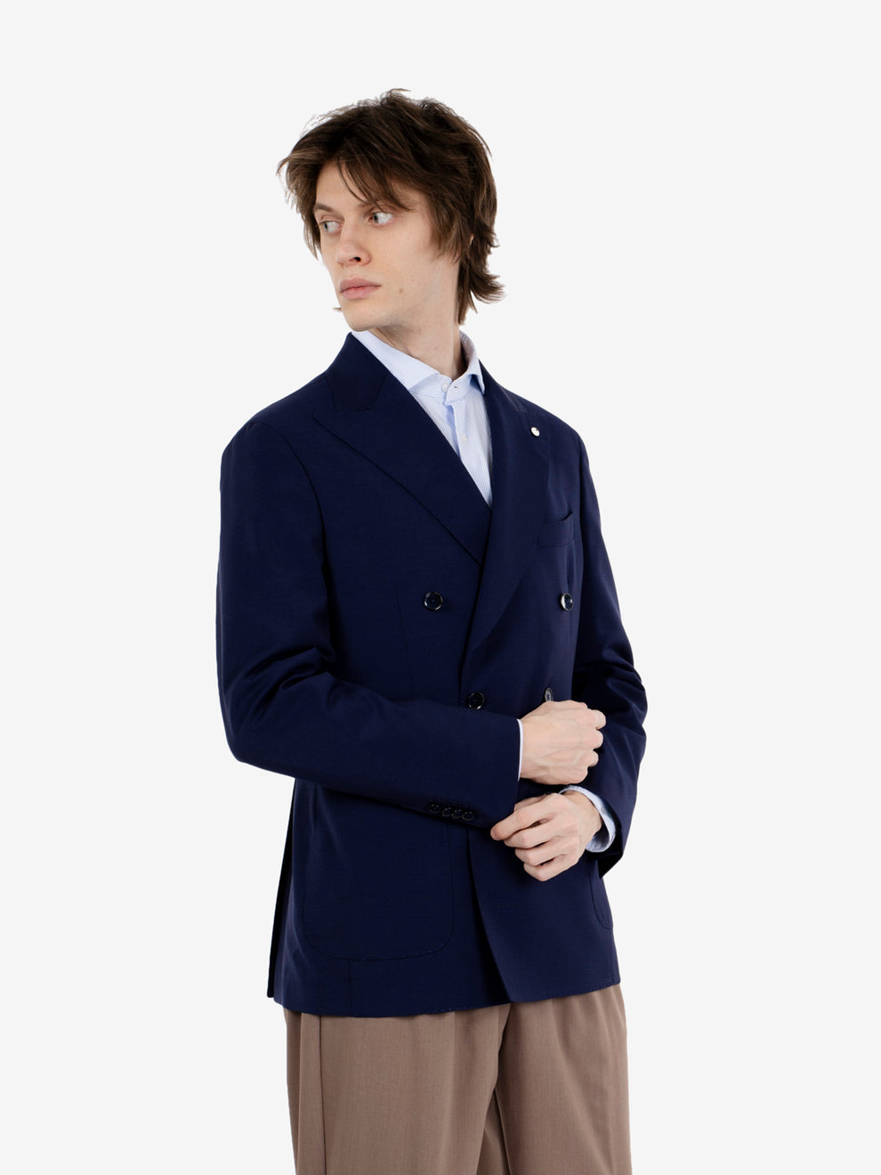 Giacca sfoderata doppiopetto blu