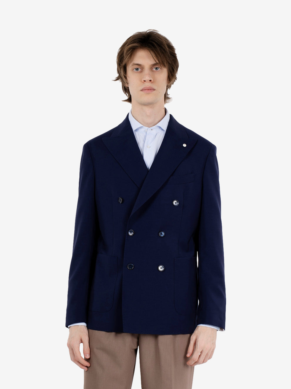 Giacca sfoderata doppiopetto blu