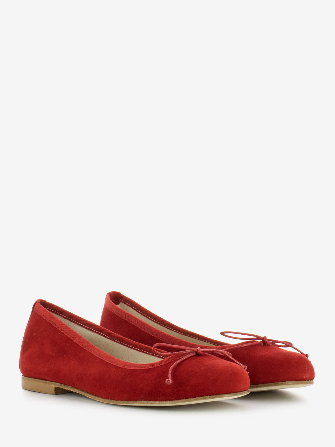 Red suede round toe ballerina 