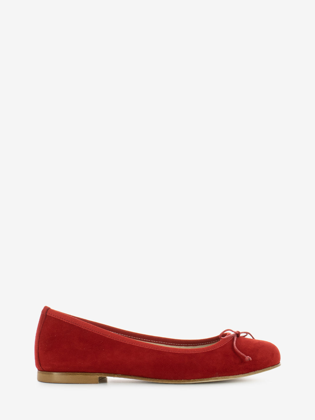 Red suede round toe ballerina 