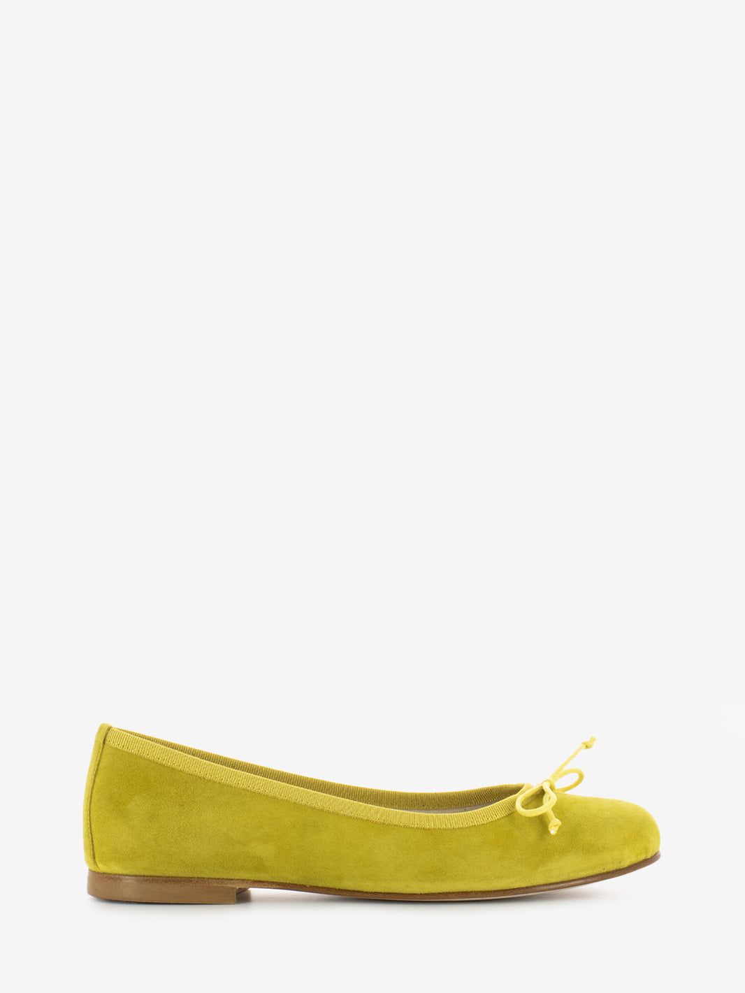 Mustard suede round toe ballerina