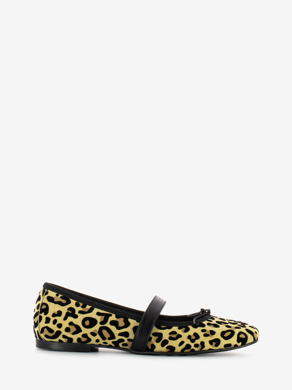 Black/Beige Animal Print Ballerinas