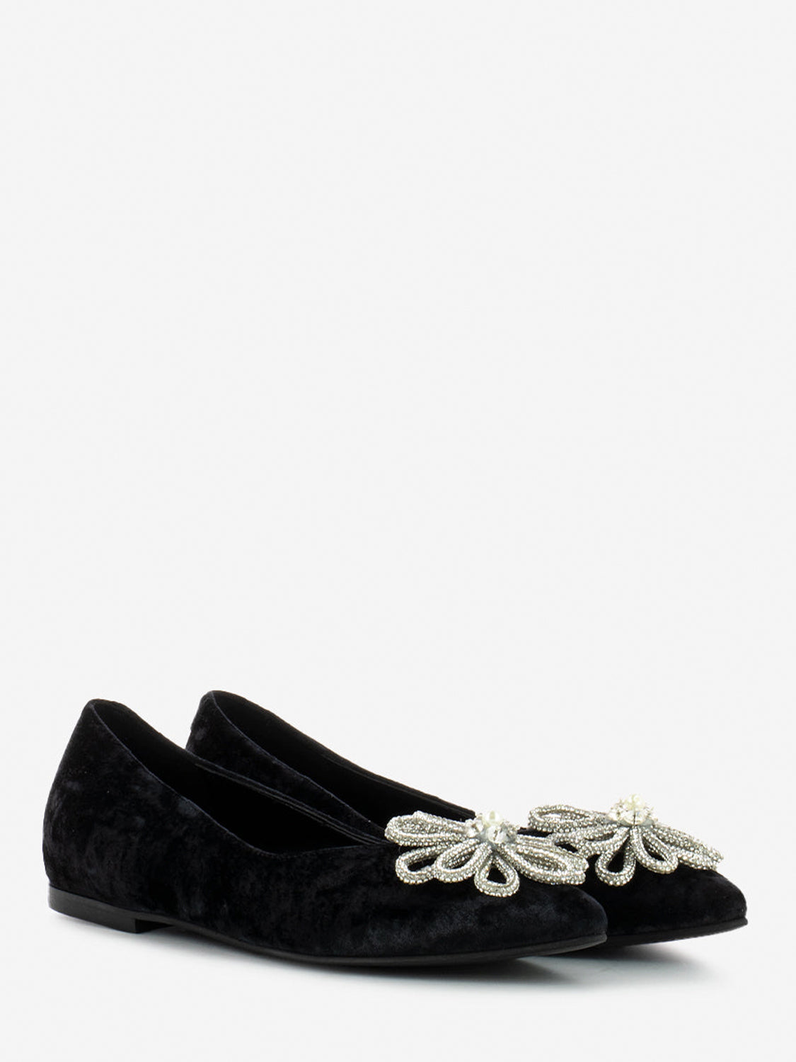 Black jewel toe ballerinas