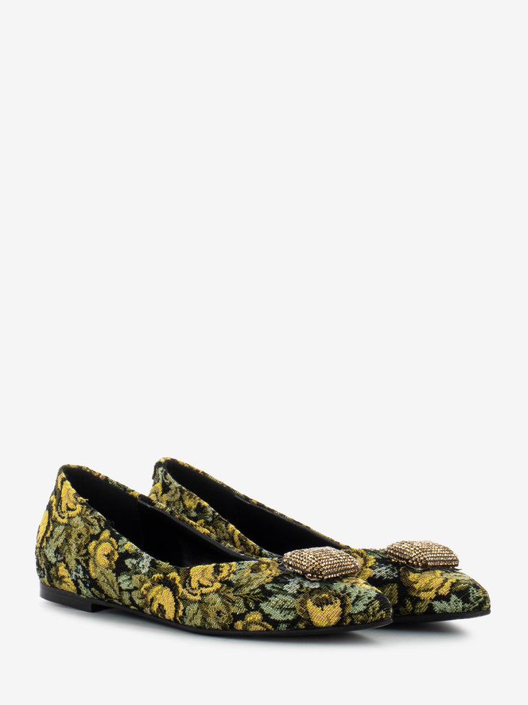 LA BALLERINA - Ballerine gobelin jacquard Contea senape