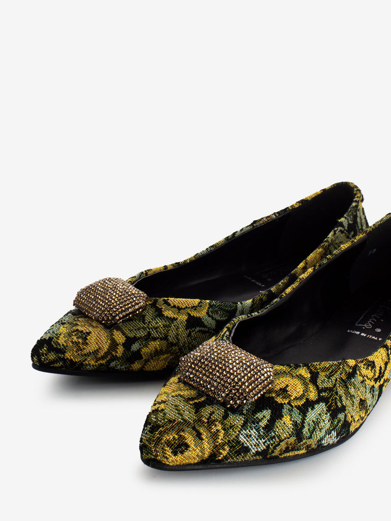 LA BALLERINA - Ballerine gobelin jacquard Contea senape