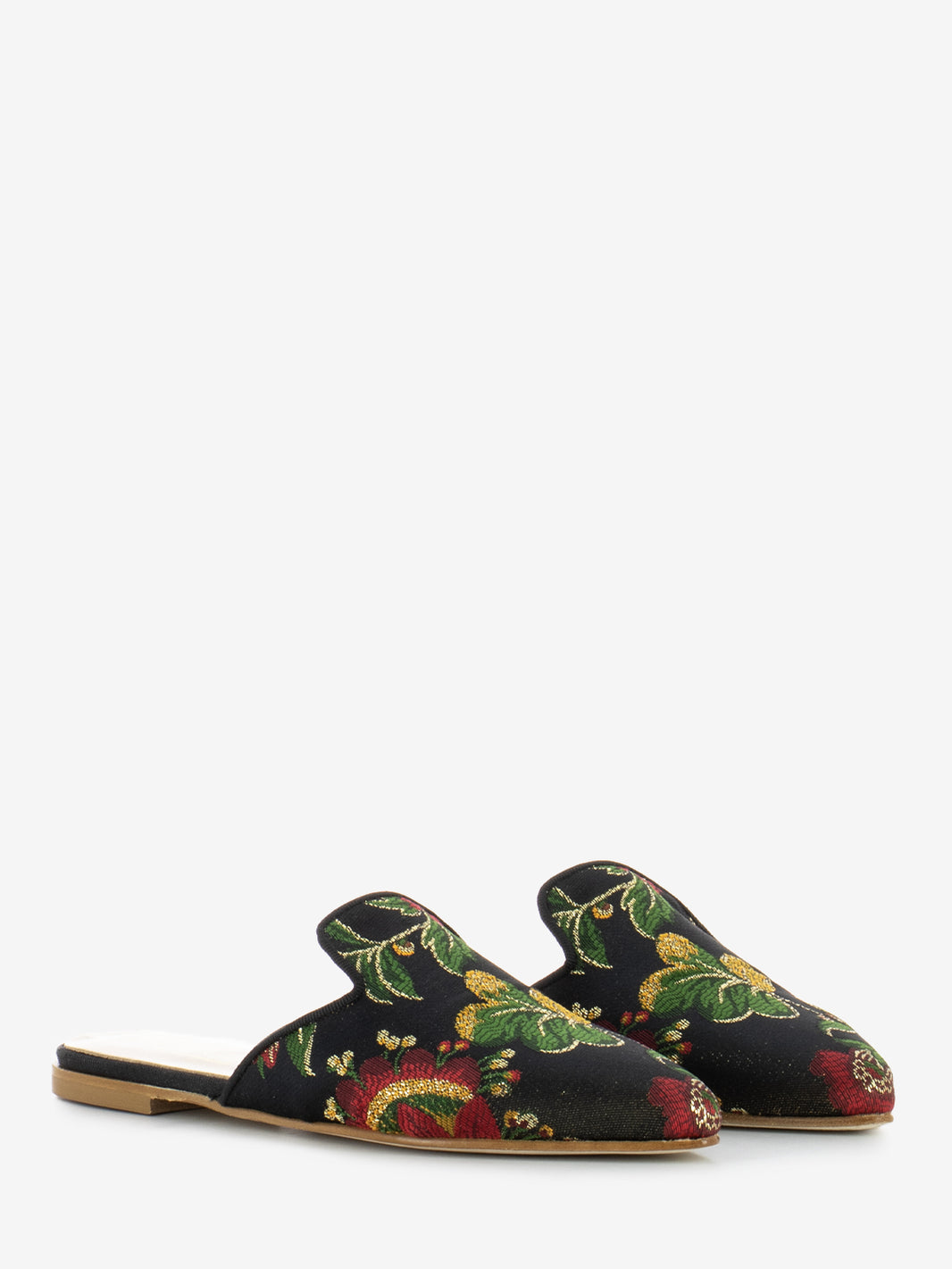 Sabot lurex fiore nero / verde / rosso