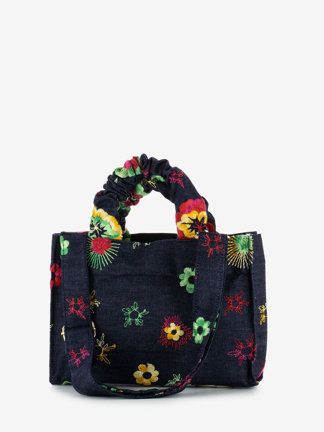 Borsa Cosmopolitan denim ricamato blu