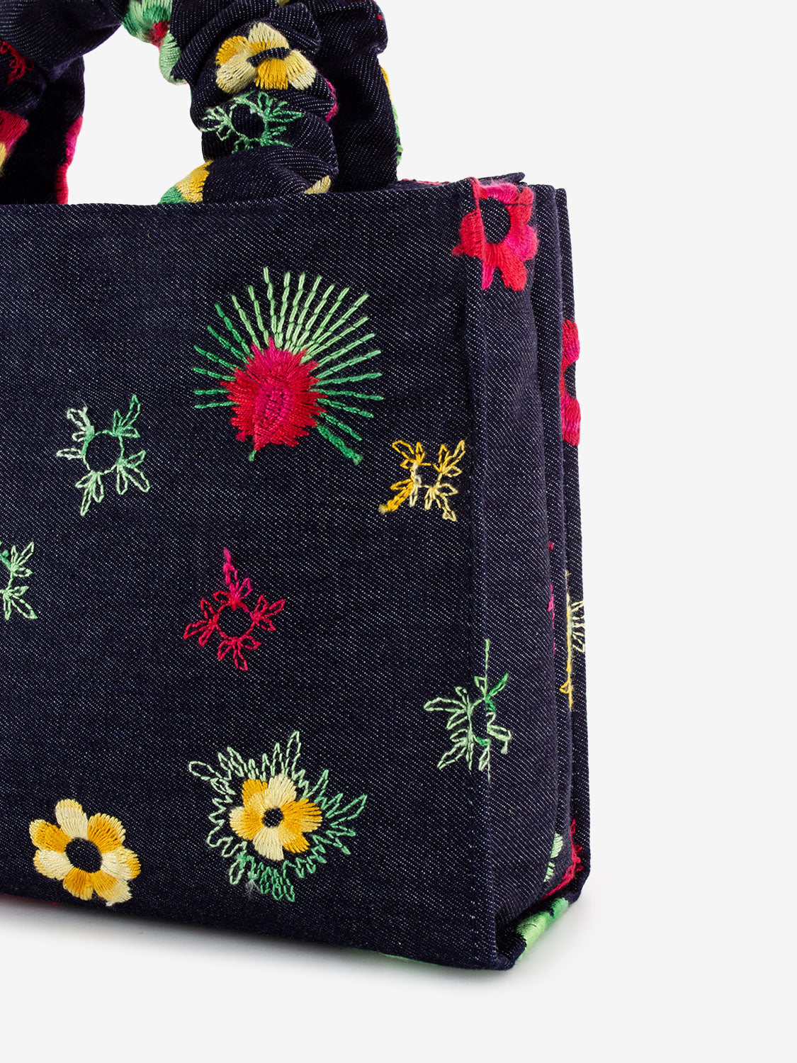 Borsa Cosmopolitan denim ricamato blu
