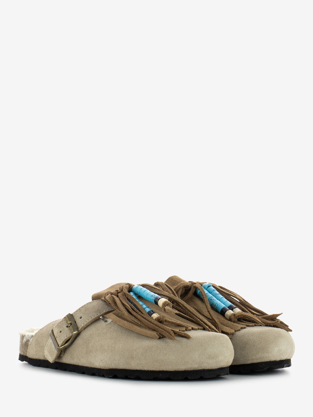 Ciabatte Dandara Native Pietra frange visone