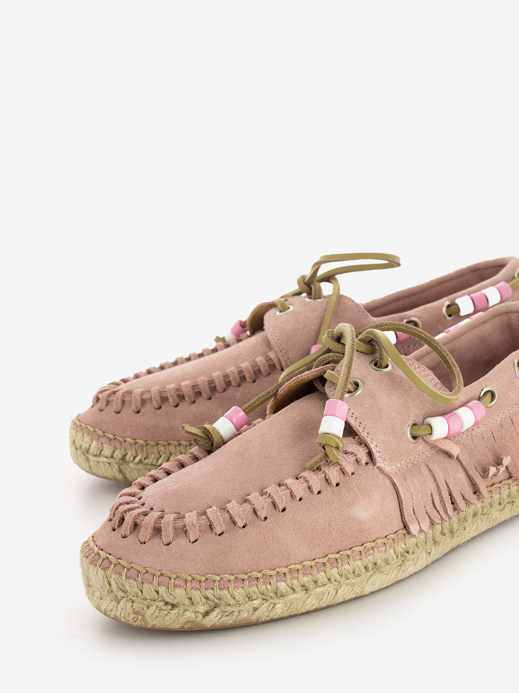 Scarpa da barca in suede cipria