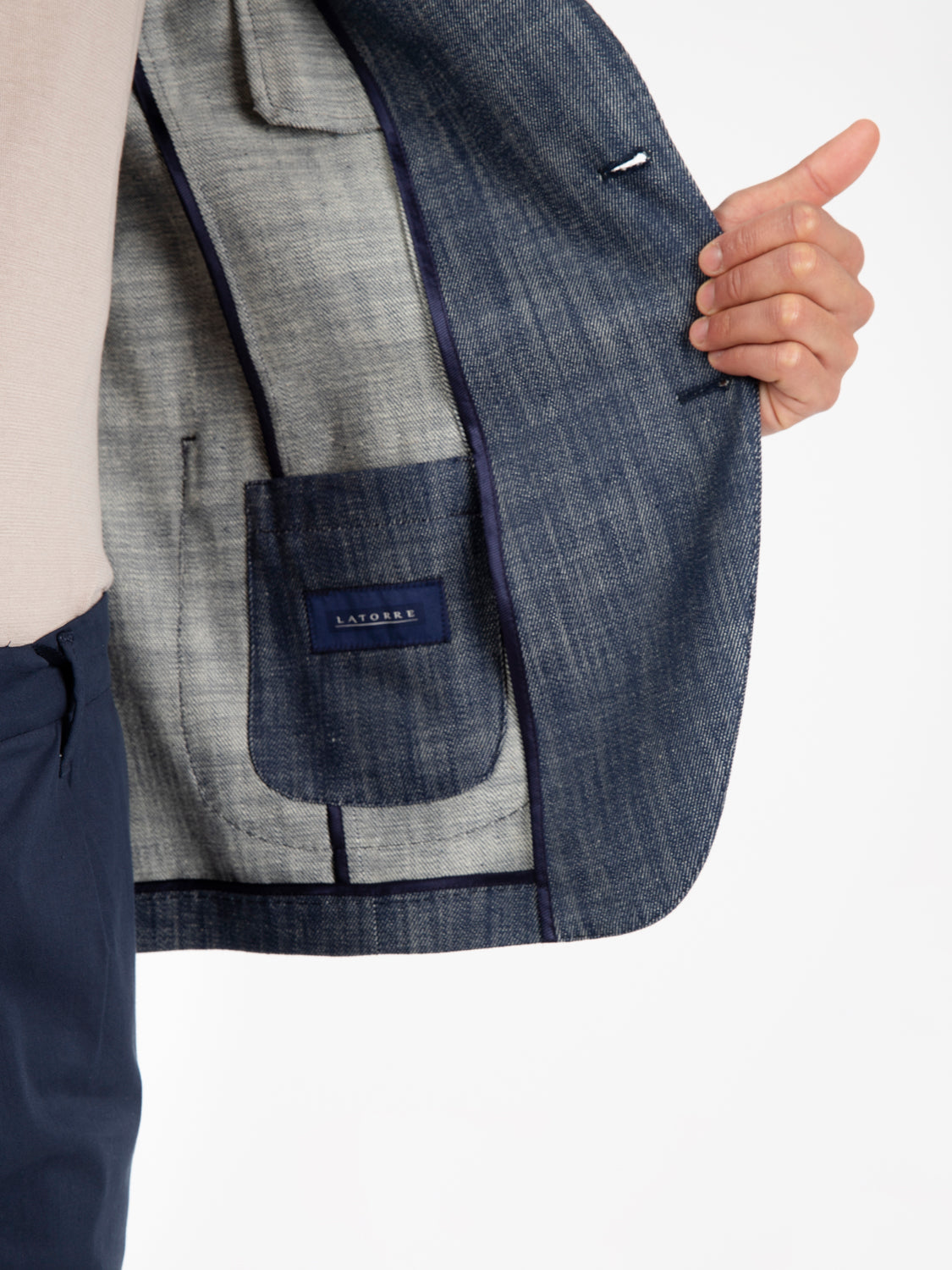 Blazer monopetto denim blu