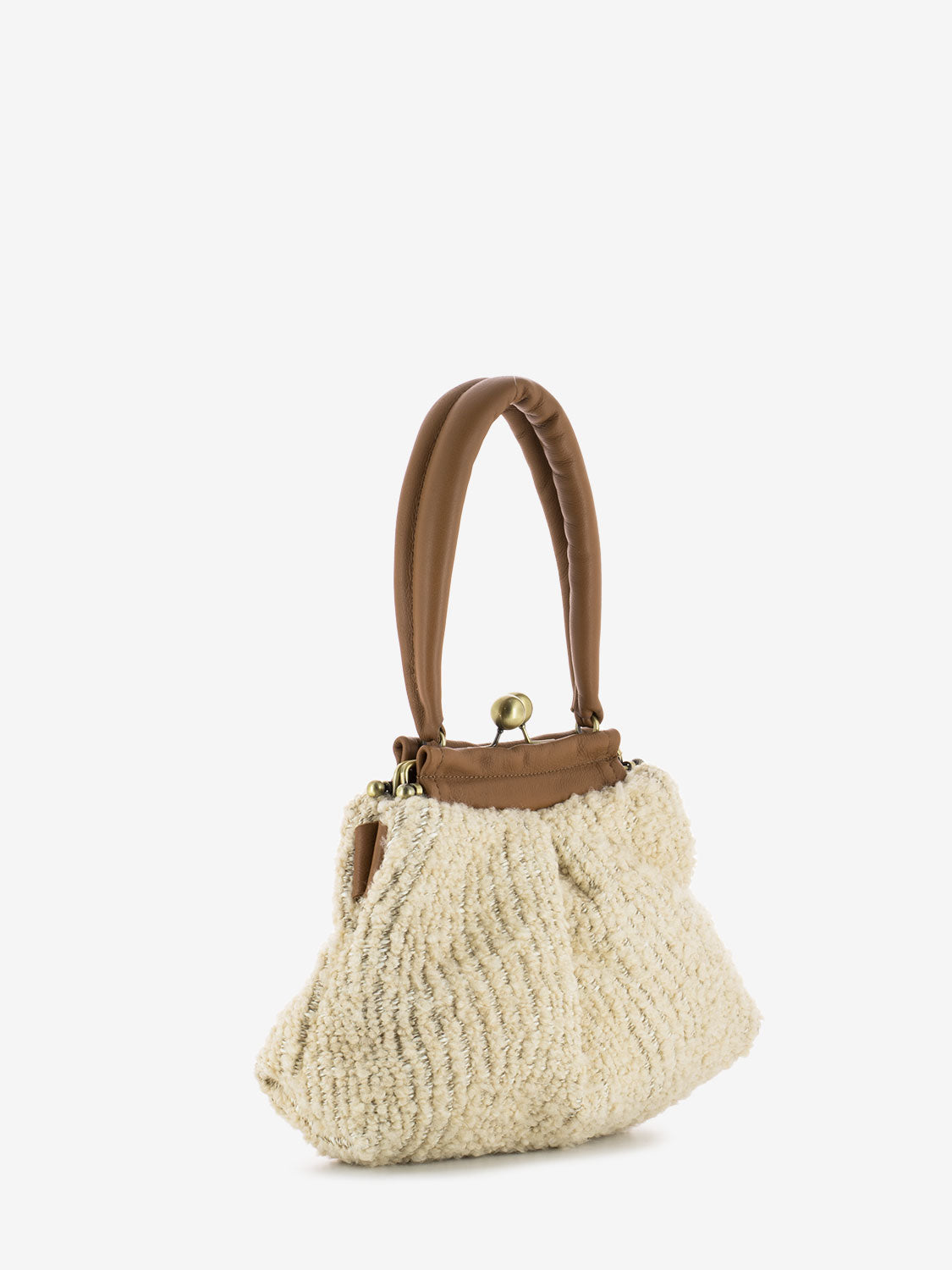 Borsa Paffuta in lana beige