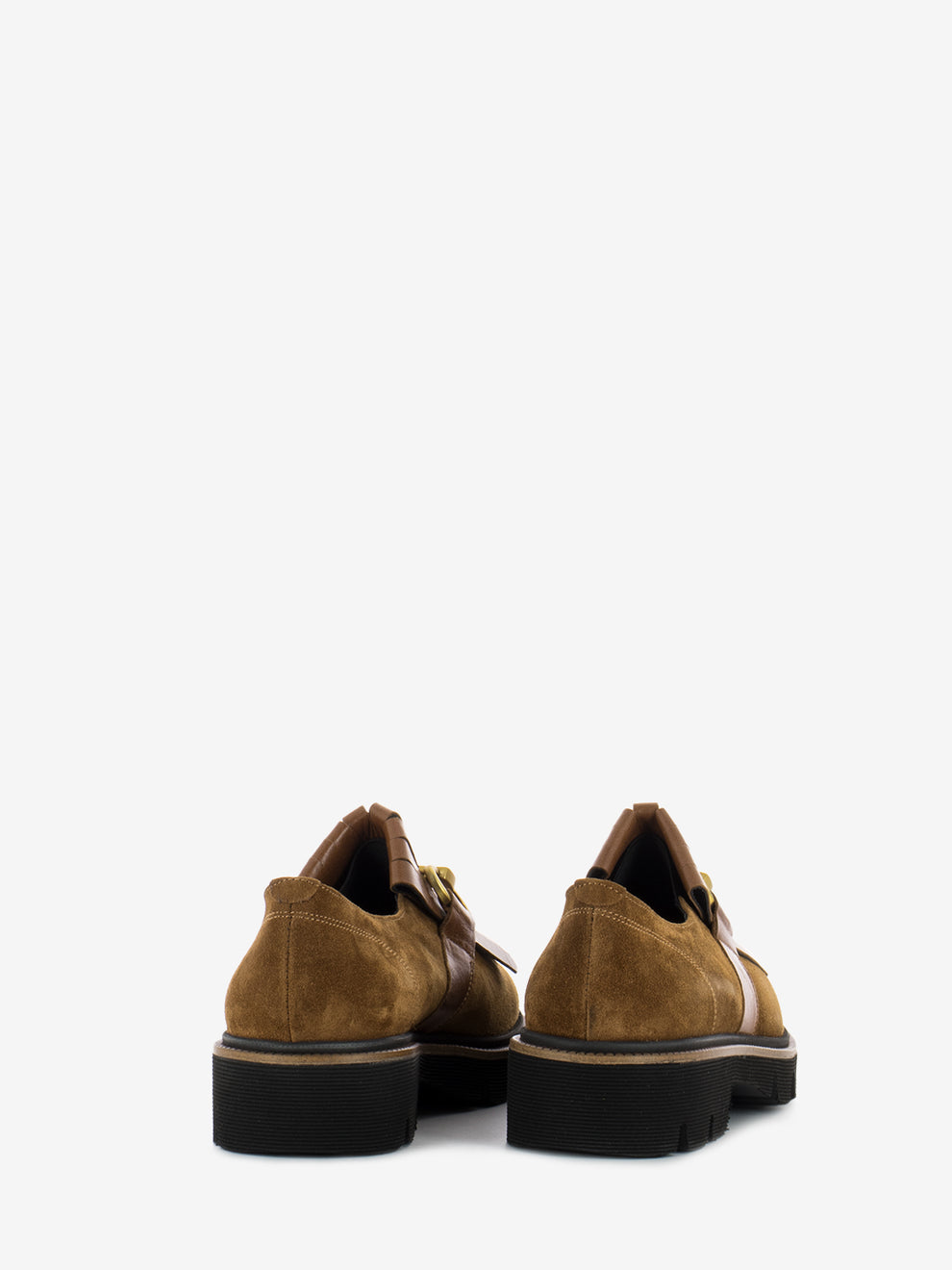 Mocassino camoscio con frange cuoio