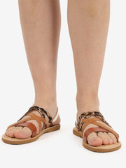 LE SALENTINE - Sandali con fasce in cavallino multicolor