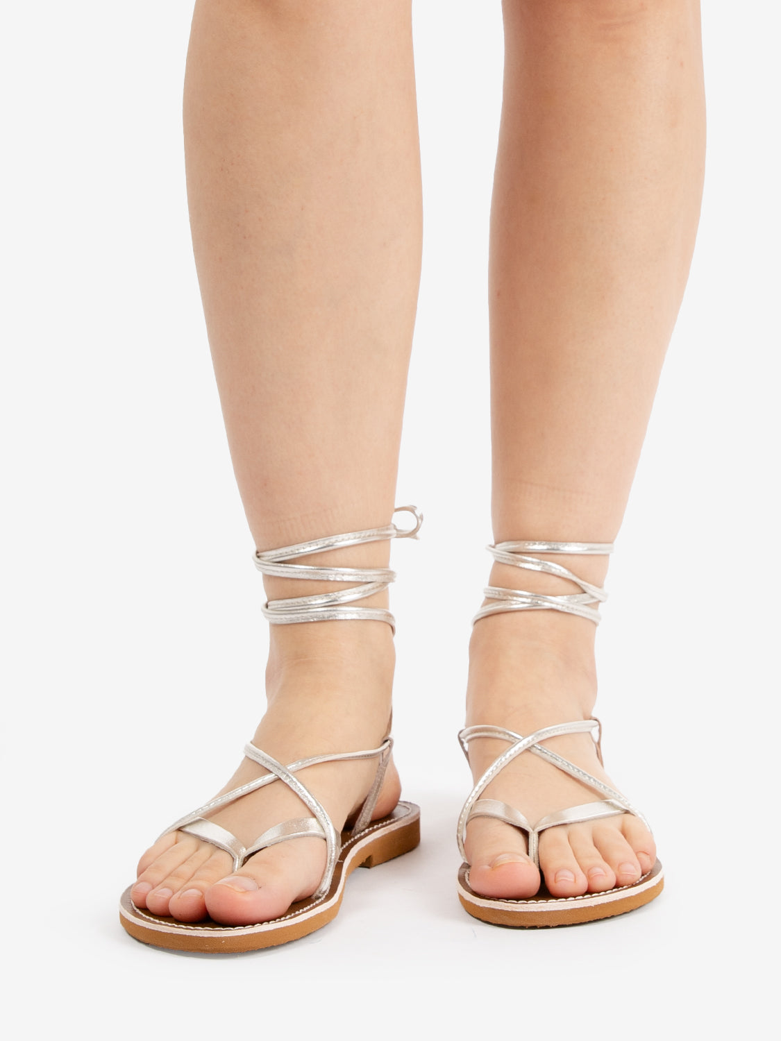 Silver Laminated Flip Flops