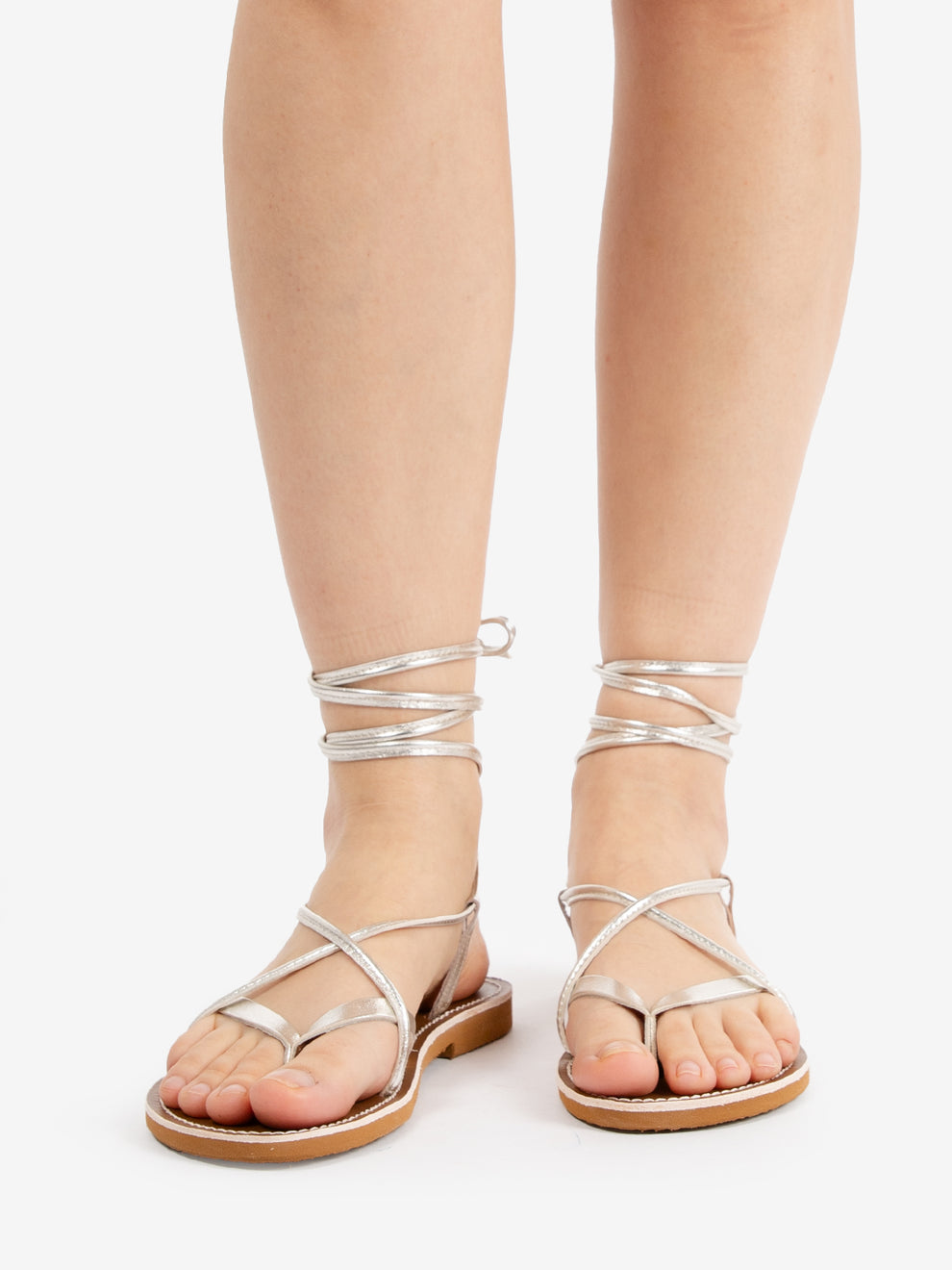 Silver Laminated Flip Flops