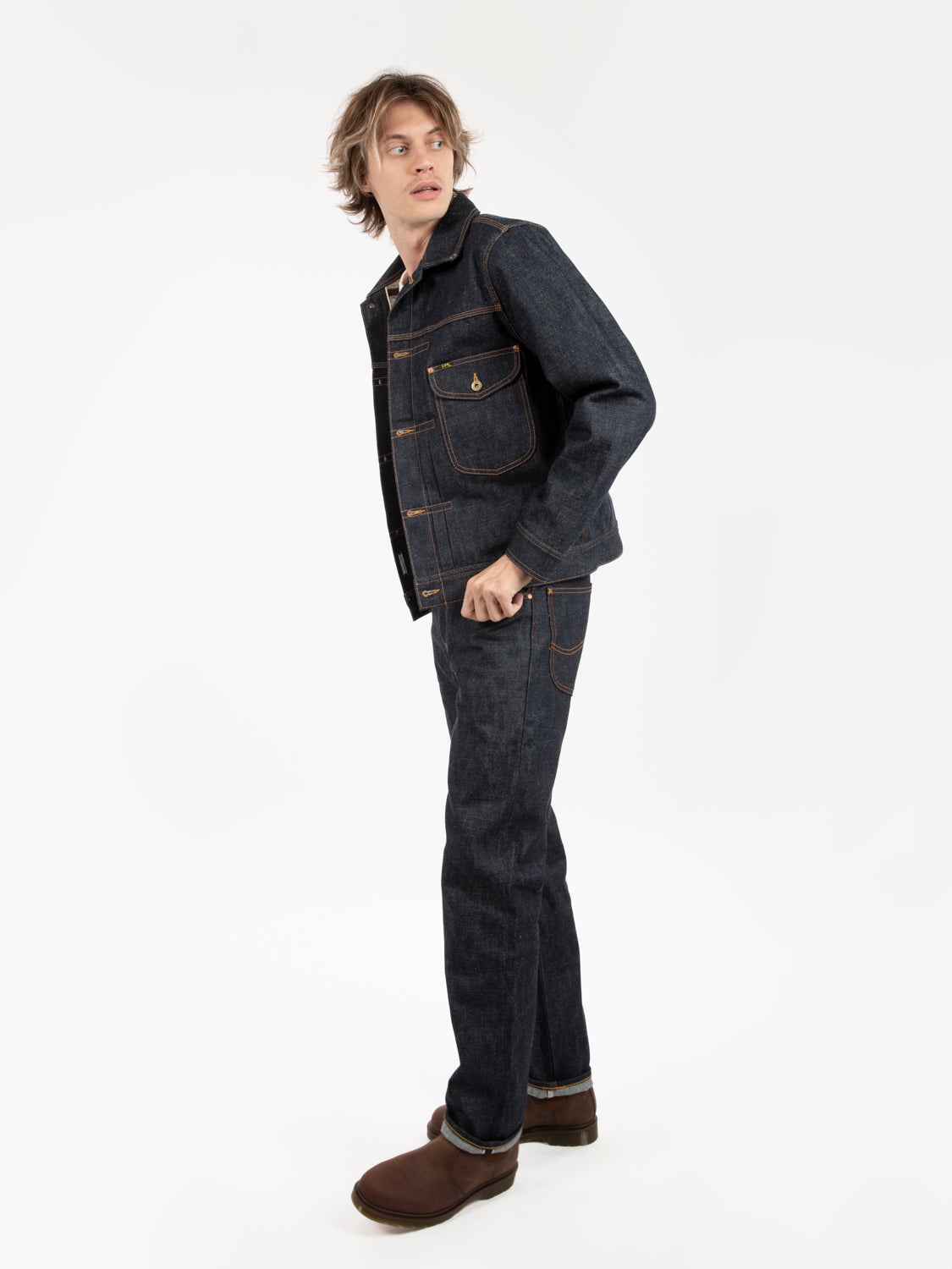 101 Lined cowboy jacket raw indigo