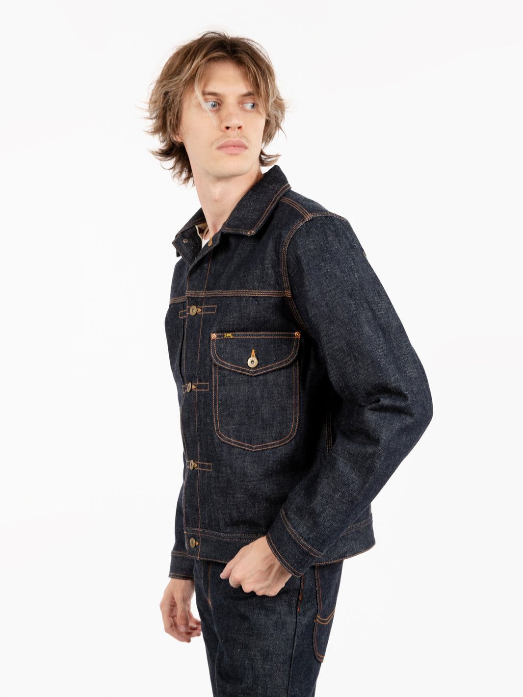 101 Lined cowboy jacket raw indigo