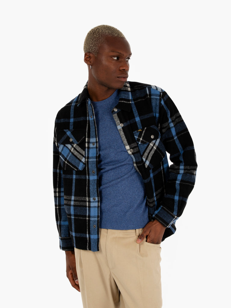 LEE - 101 wool overshirt checkered black / blue